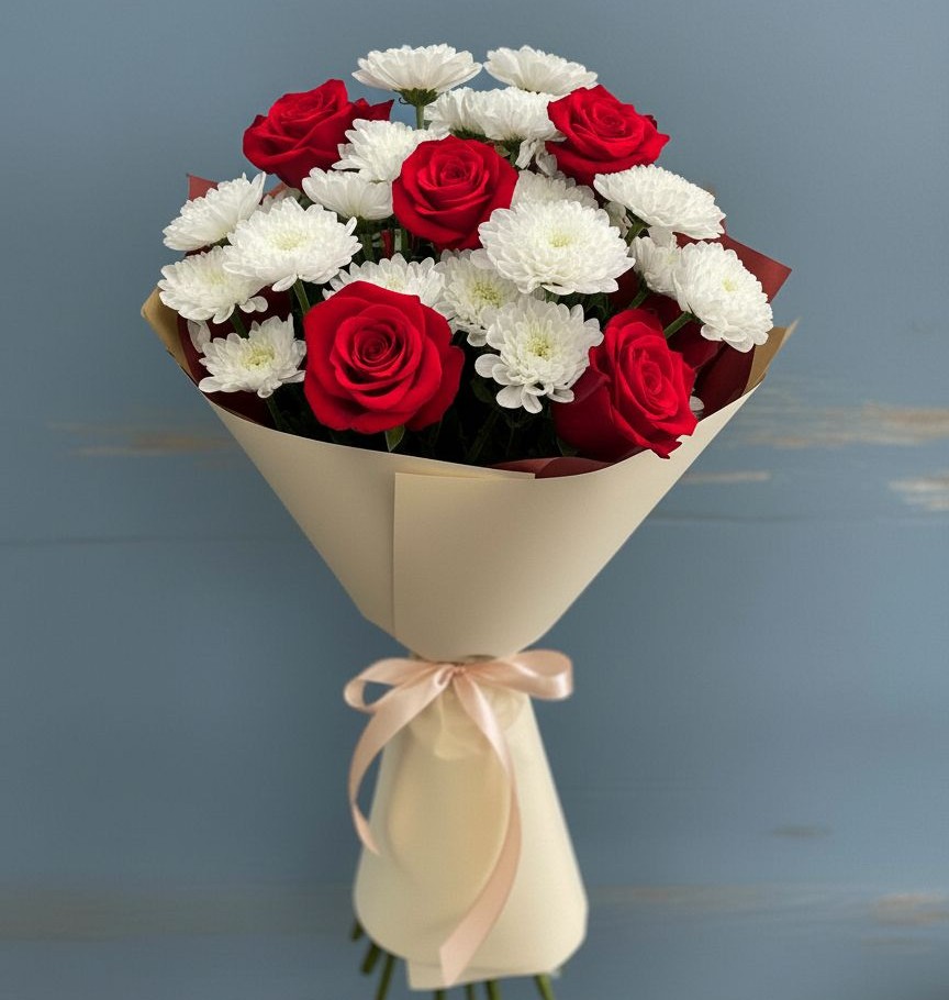 Букет цветов из: Розы и Хризантемы в Тисули