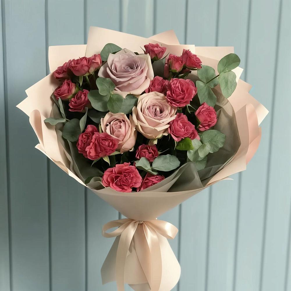 Букет цветов из: Гвоздики и Розы в Тисули