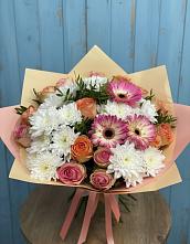 Букет цветов из:  Розы, Герберы и Хризантемы #REPLACE_PRED# Тисули