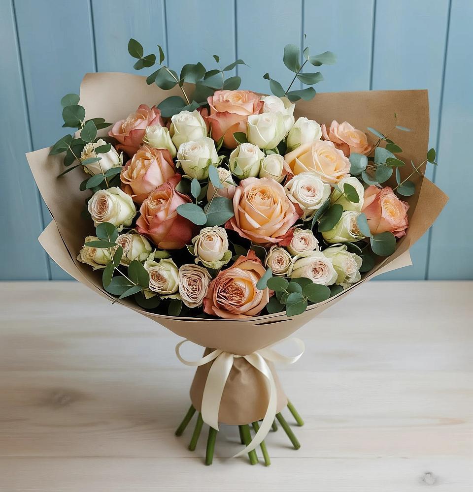 Букет цветов из: Альстромерии и Розы в Тисули