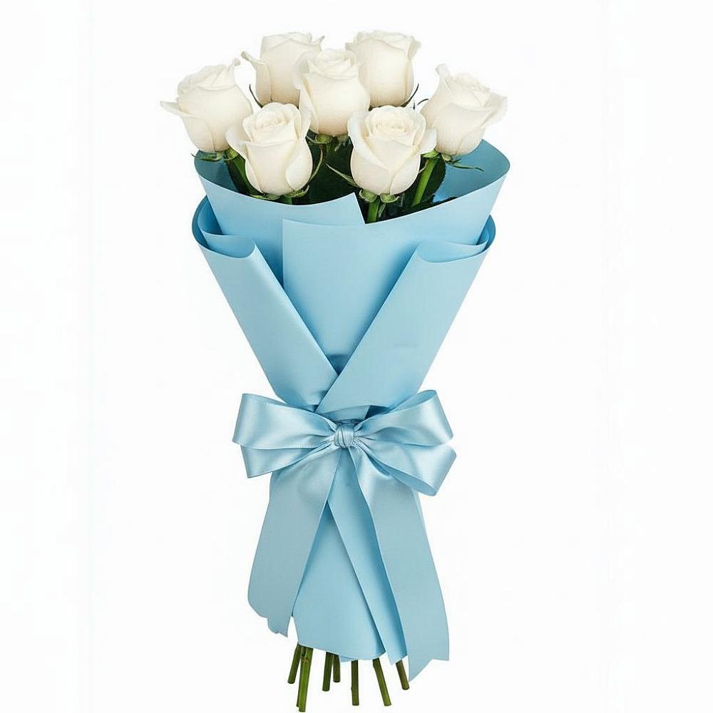 Букет 7 белых роз Проуд в Тисули