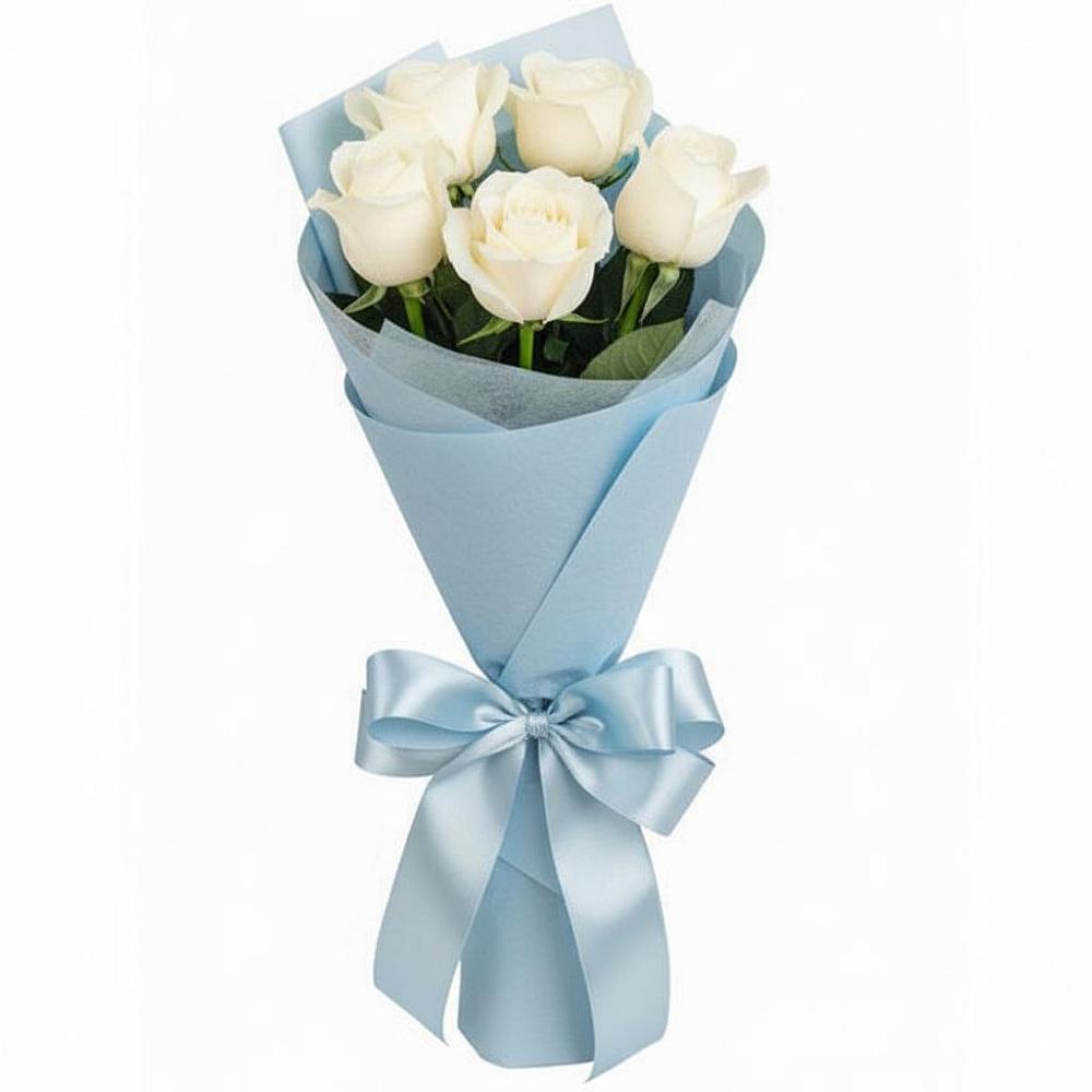 Букет 5 Белых роз Проуд в Тисули