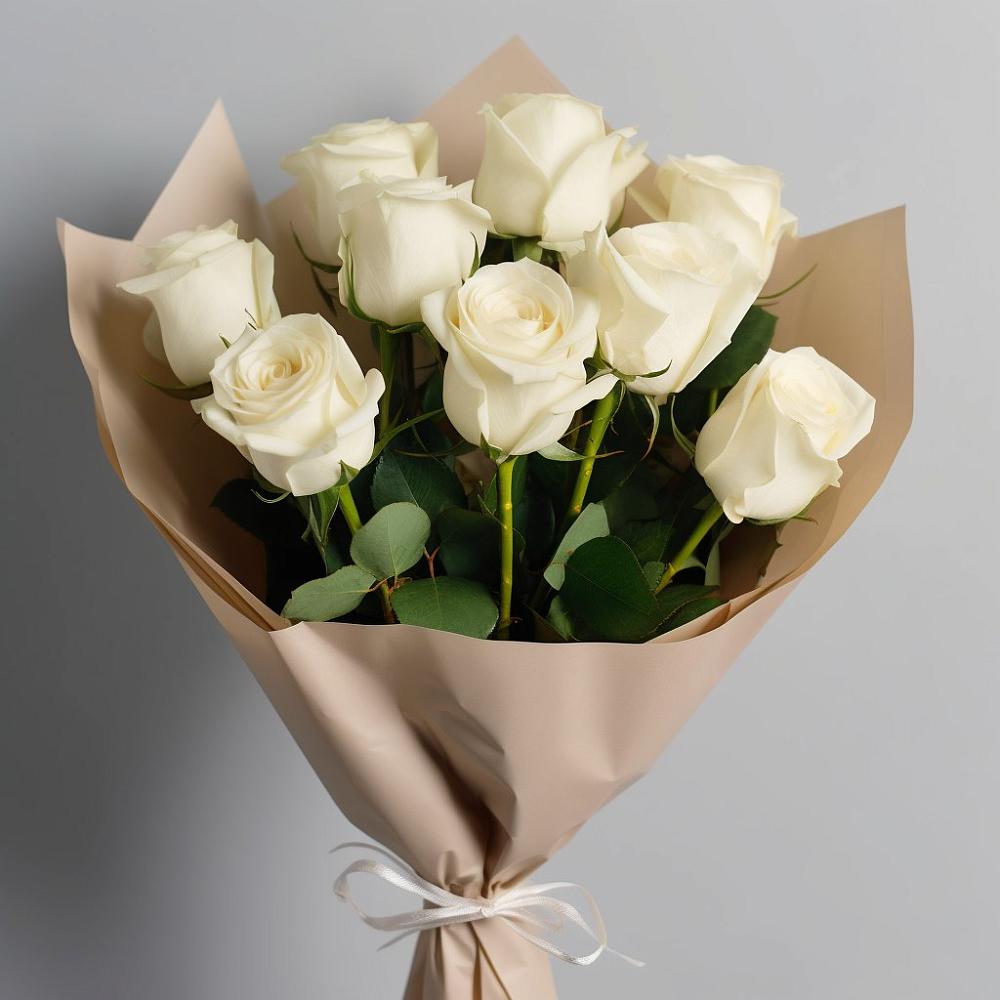 Букет 9 Белых роз Эдлесс Лав в Тисули