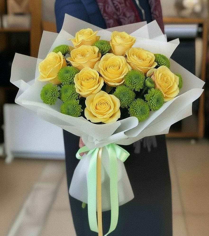 Букет цветов из: Хризантемы и Розы в Тисули