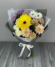 Букет цветов из:  Розы, Герберы и Хризантемы #REPLACE_PRED# Тисули