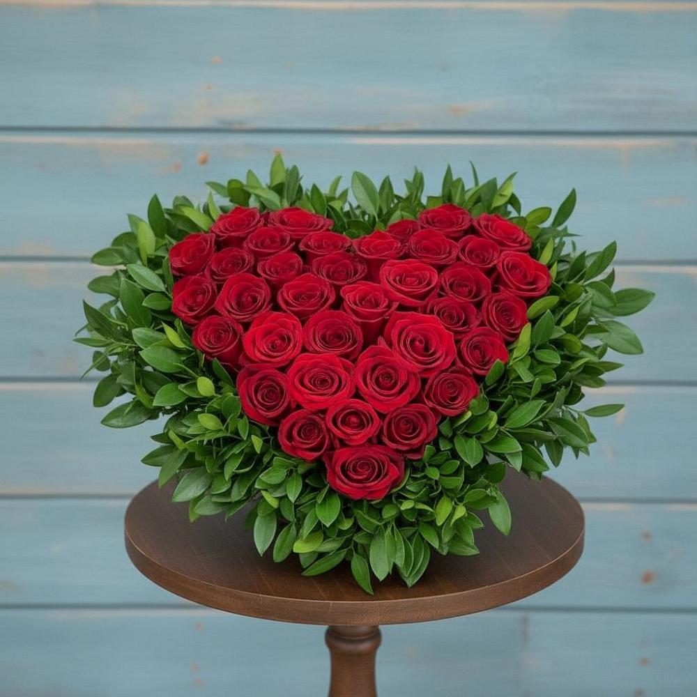 Цветочная композиция из Розы в виде сердца в Тисули