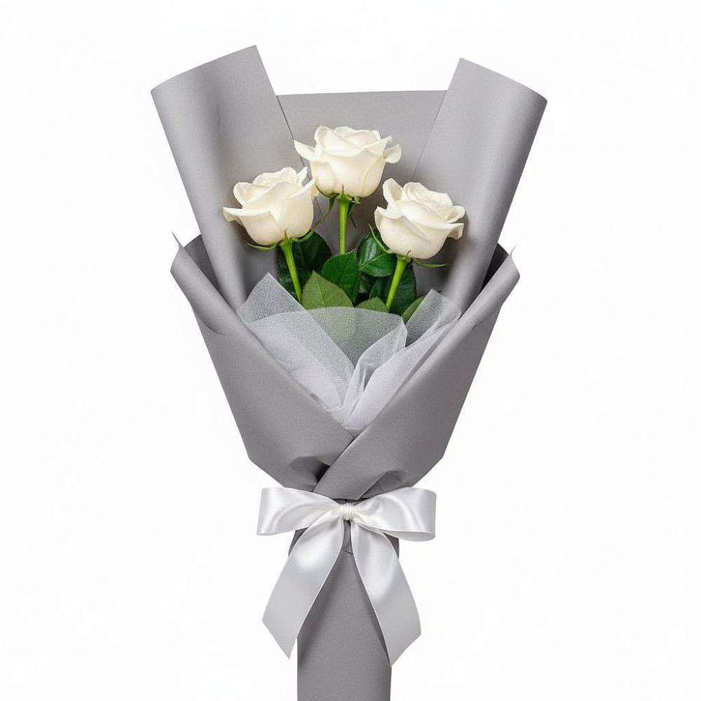 Букет 3 белые розы в Тисули