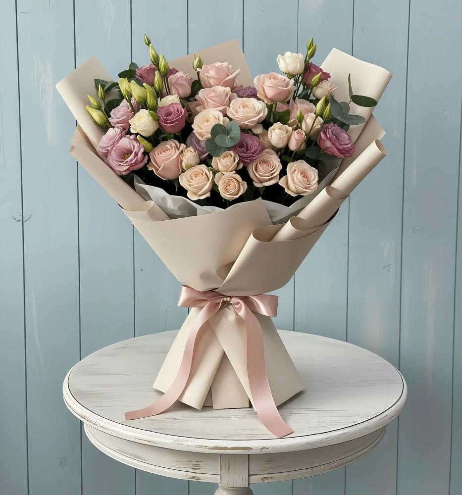 Букет цветов из: Розы и Лизиантусы в Тисули