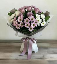 Букет цветов из:  Хризантемы и Розы #REPLACE_PRED# Тисули