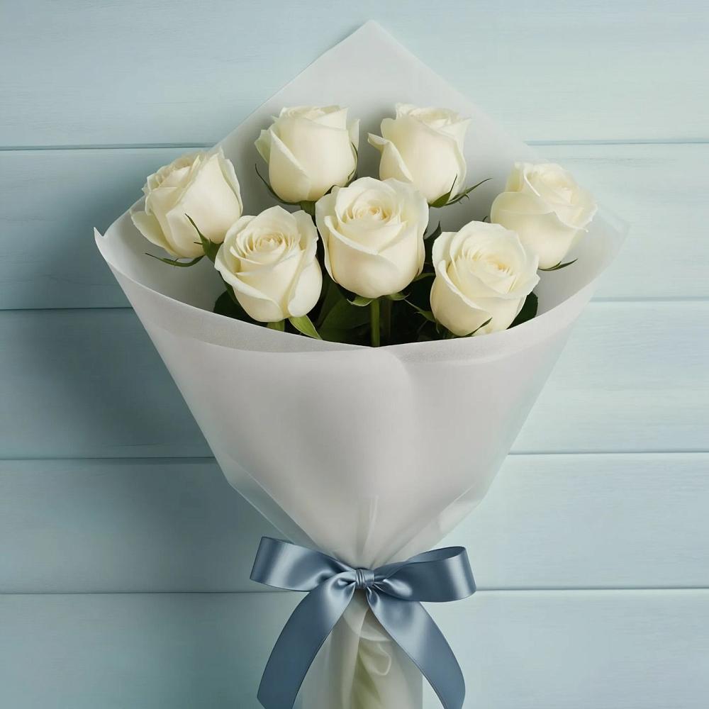 Букет 7 Белых роз Эдлесс Лав в Тисули