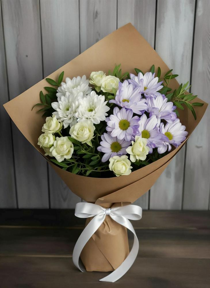 Букет цветов из: Хризантемы и Розы в Тисули